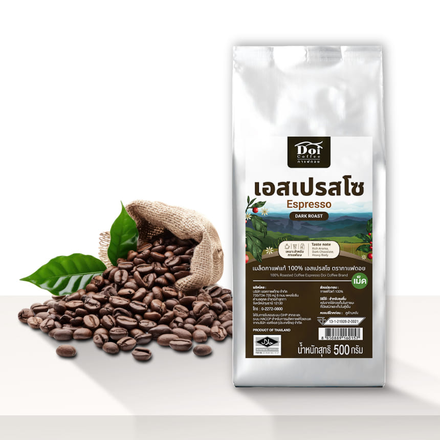 เมล็ดกาแฟคั่ว DOI COFFEE เอสเปรสโซ คั่วเข้มมาก 500กรัม_1