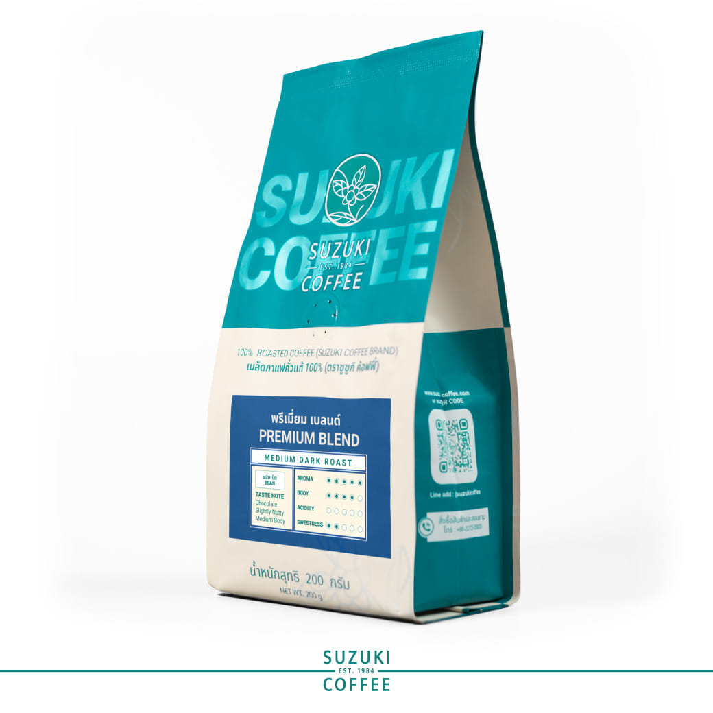 เมล็ดกาแฟคั่ว SUZUKI COFFEE พรีเมียม เบลนด์ คั่วเข้ม 200กรัม_2