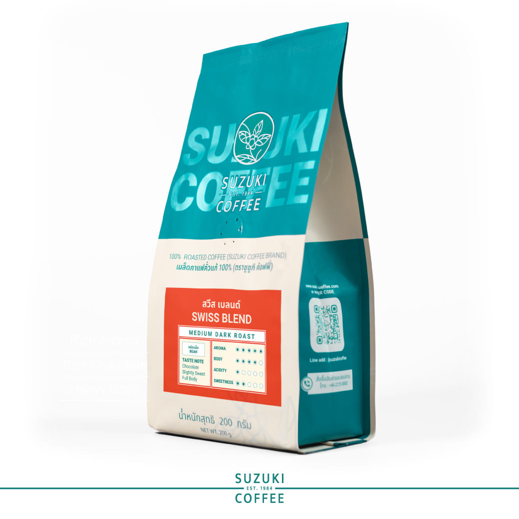 เมล็ดกาแฟคั่ว SUZUKI COFFEE สวิส เบลนด์ คั่วเข้ม 200กรัม_2