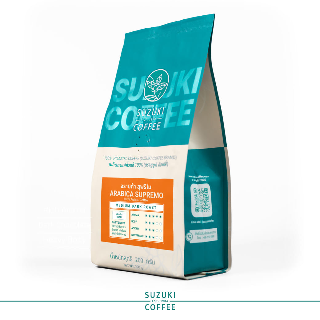 เมล็ดกาแฟคั่ว SUZUKI COFFEE อาราบิก้า สุพรีโม คั่วกลางเข้ม 200กรัม_2