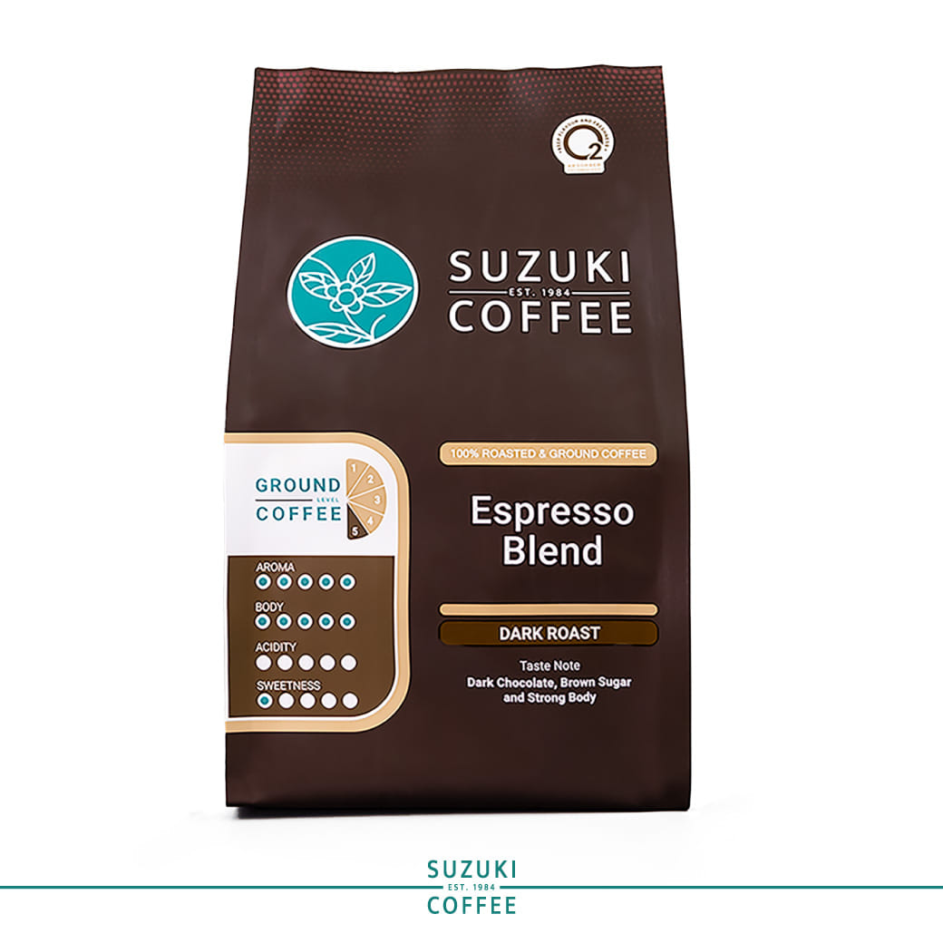 กาแฟคั่วบด SUZUKI COFFEE เอสเปรสโซ เบลนด์ คั่วเข้มมาก 250กรัม_4