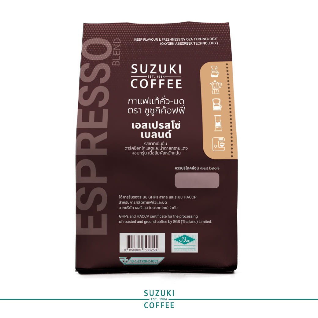 กาแฟคั่วบด SUZUKI COFFEE เอสเปรสโซ เบลนด์ คั่วเข้มมาก 250กรัม_5