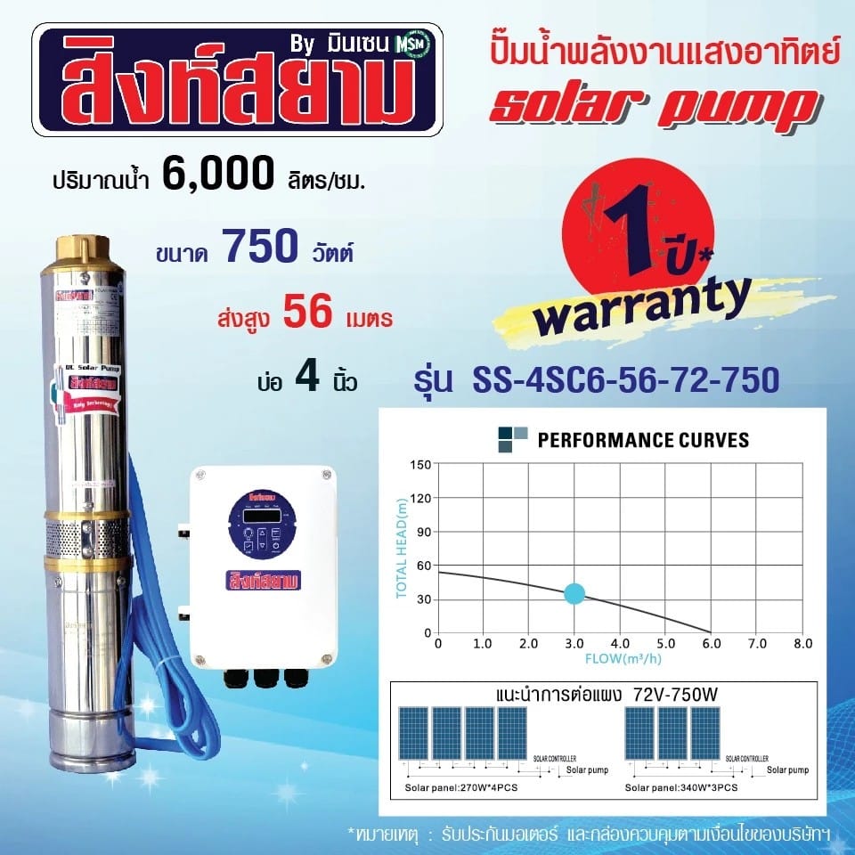 ปั๊มบาดาลโซล่าเซลล์ สิงห์สยาม รุ่น SS-4SC6-56-72-750 ขนาดบ่อ 4 นิ้ว กำลังไฟ 750 วัตต์_9