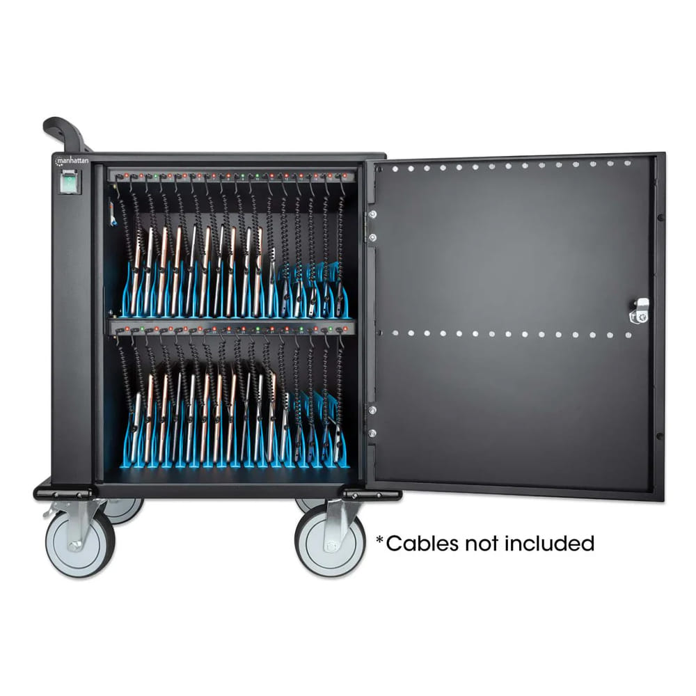 ตู้ชาร์จ Manhattan 716000 32-Port USB-C Charging Cart แบบมีล้อเข็น สีดำ