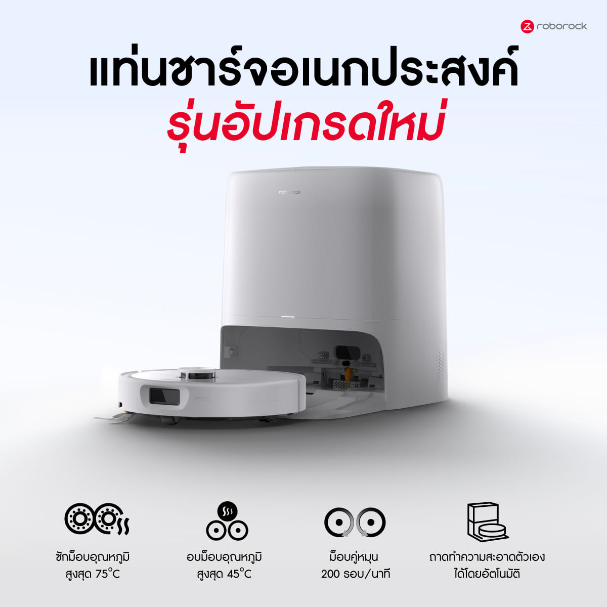 หุ่นยนต์ดูดฝุ่นถูพื้น ROBOROCK QREVO 2 PRO 25,000 PA สีขาว (NEW 2026)_8