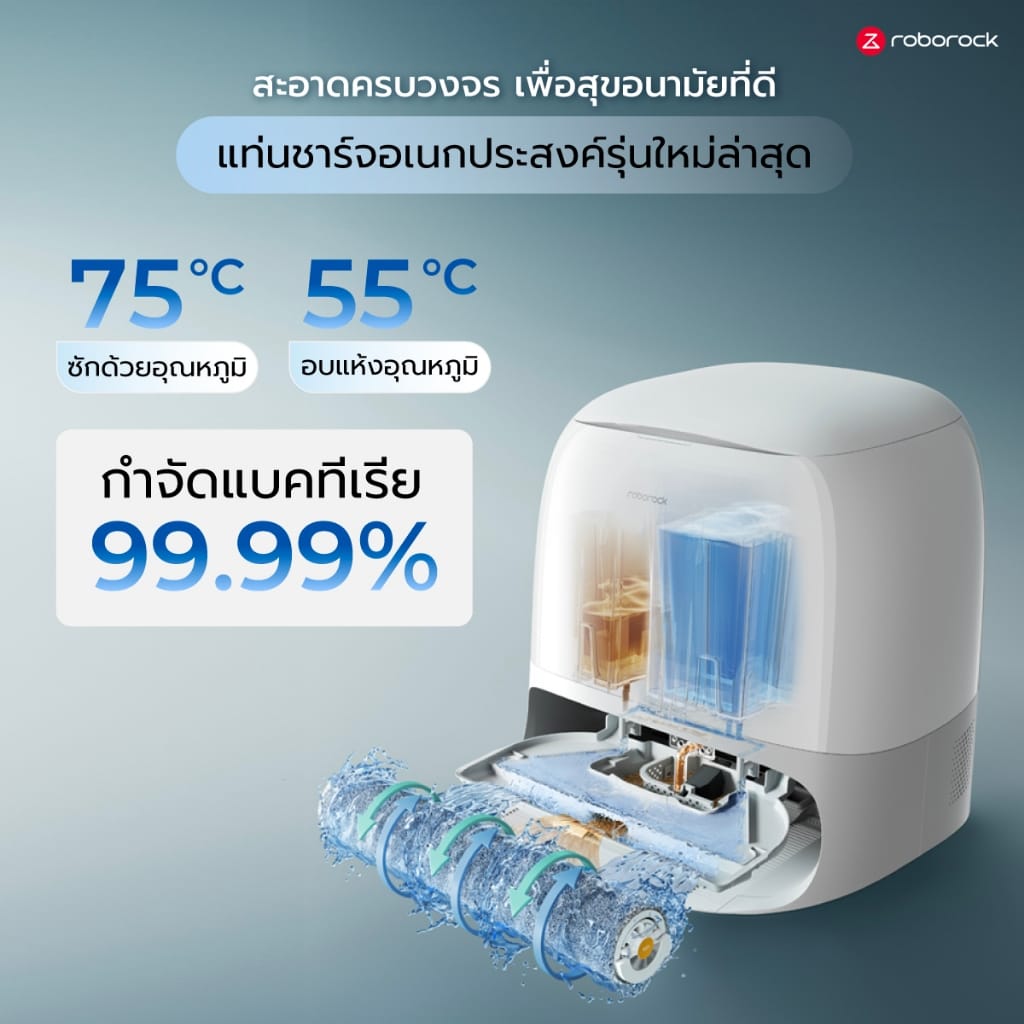 หุ่นยนต์ดูดฝุ่นถูพื้น QREVO 2 FLOW 20,000 PA สีขาว_7
