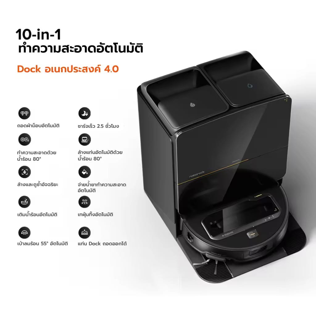 หุ่นยนต์ดูดฝุ่นถูพื้น ROBOROCK SAROS Z70 22,000 PA สีดำ_5