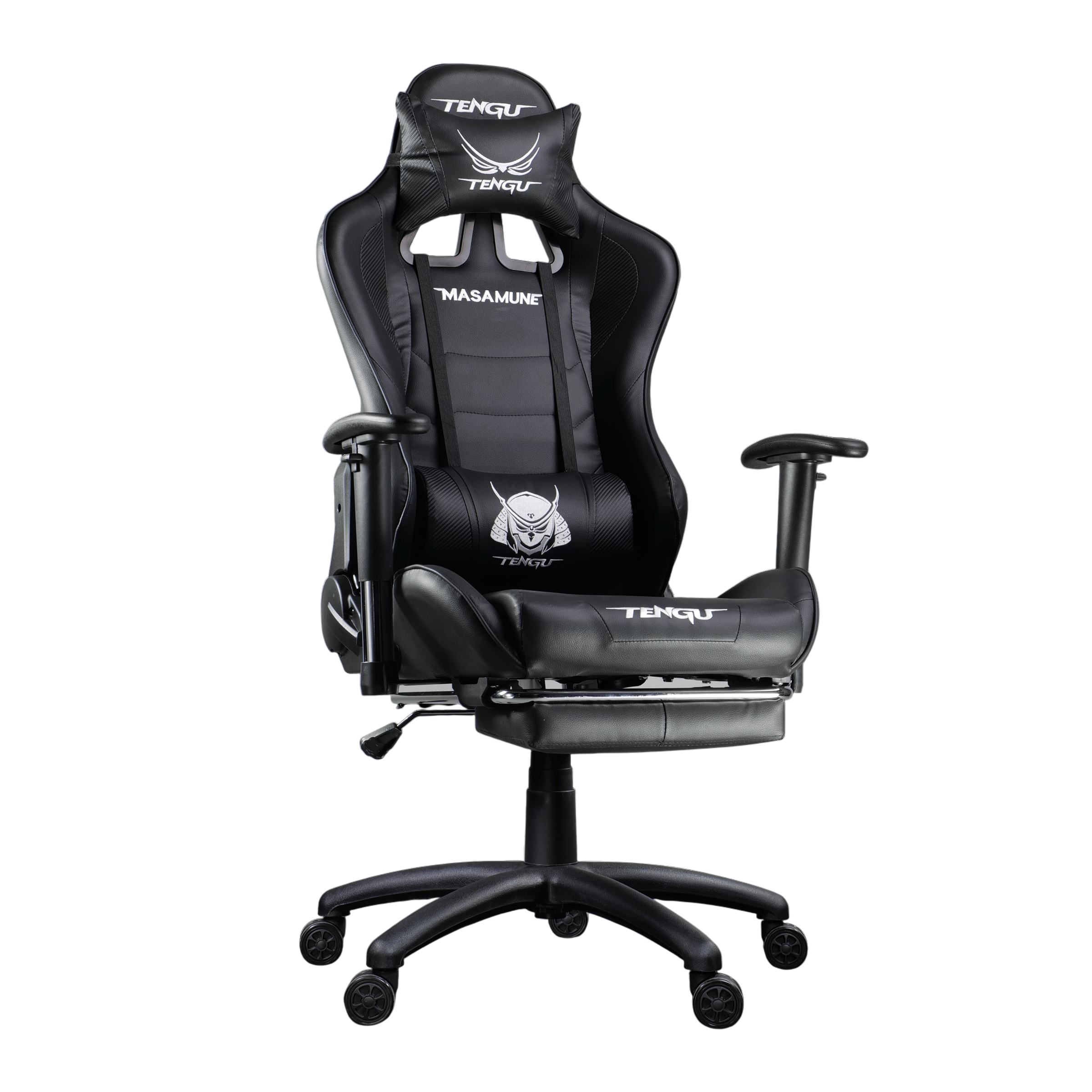 เก้าอี้เกมมิ่ง TENGUGAMINGGEARS รุ่น MASAMUNE (CH-MS-BK) สีดำ เบาะหนัง มีที่พักเท้า_0
