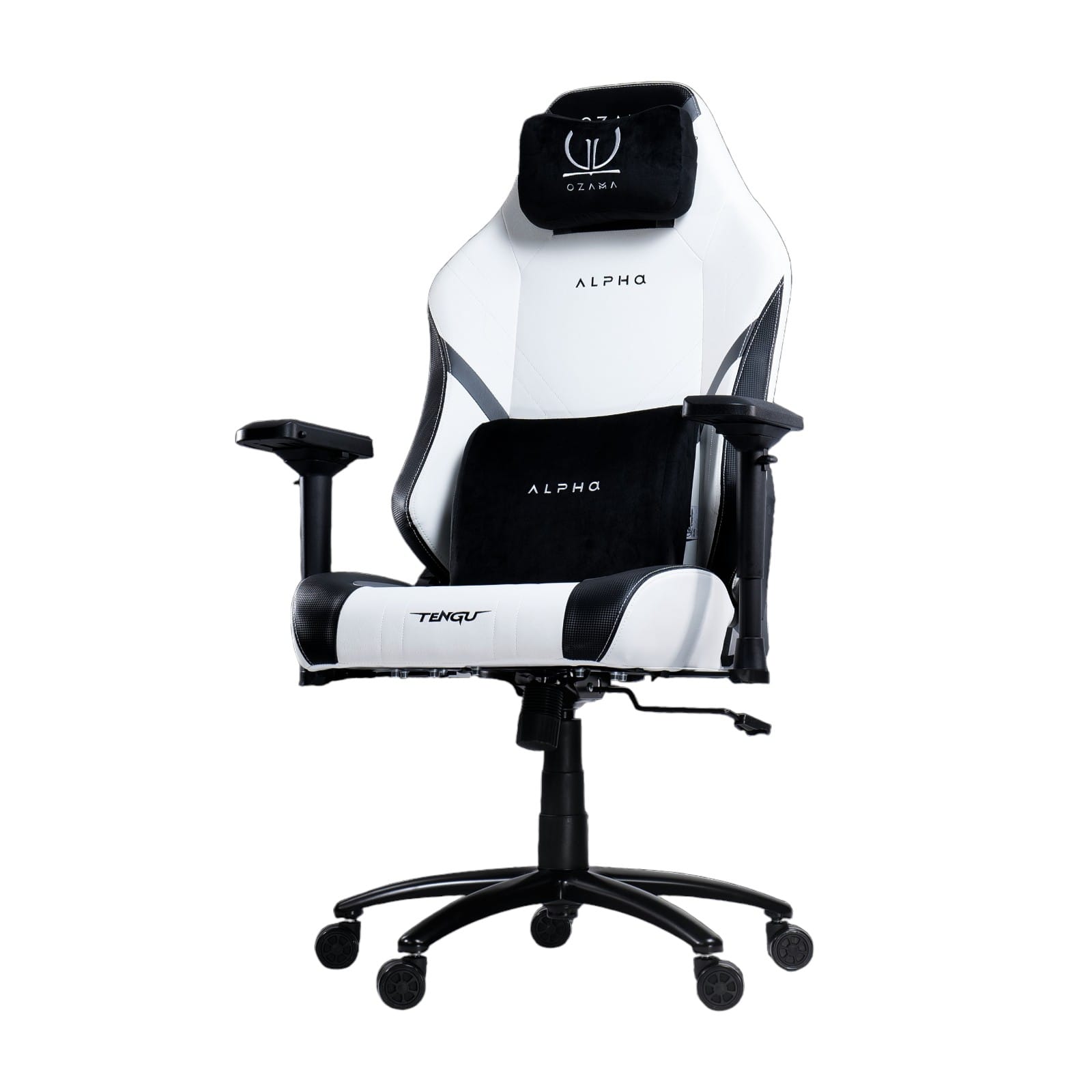 บัลลังก์เกมมิ่ง OZAMA ภายใต้แบรนด์ TENGUGAMINGGEARS รุ่น ALPHA (CH-AP-L-WH) สีขาว เบาะหนัง_0