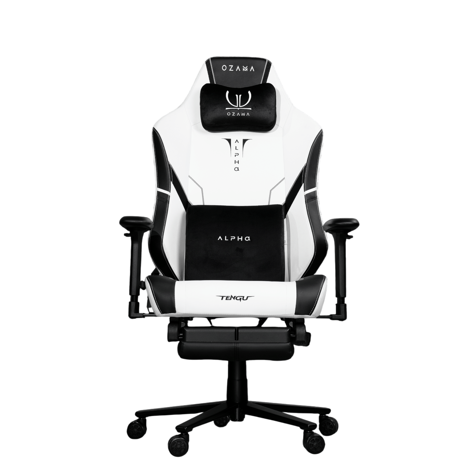 บัลลังก์เกมมิ่ง OZAMA ภายใต้แบรนด์ TENGUGAMINGGEARS รุ่น ALPHA TITAN (CH-APT-L-WHF) สีขาว เบาะหนัง มีที่พักเท้า_0