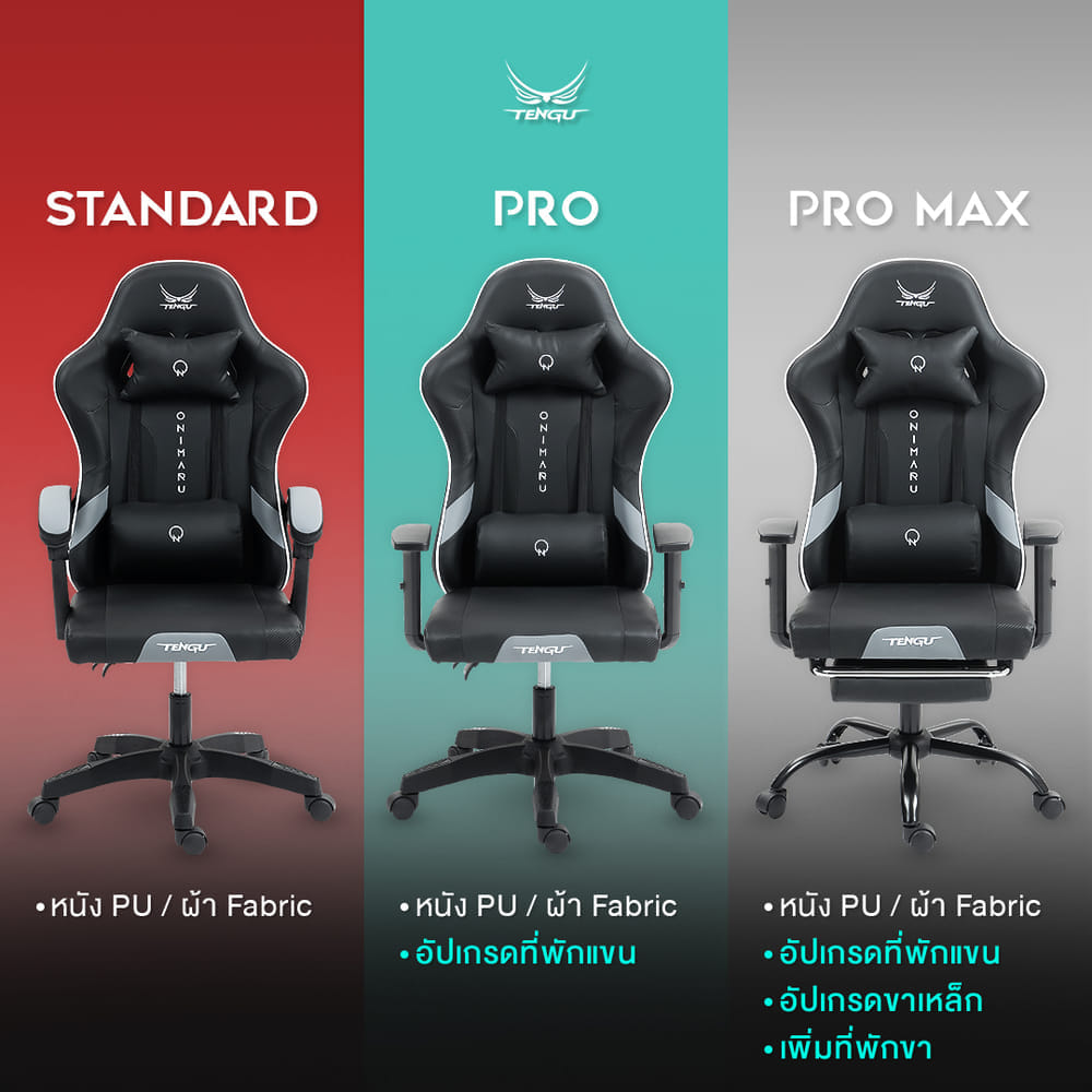 เก้าอี้เกมมิ่ง TENGUGAMINGGEARS รุ่น ONIMARU (CH-ON-PL) สีดำ (เบาะหนัง)_8
