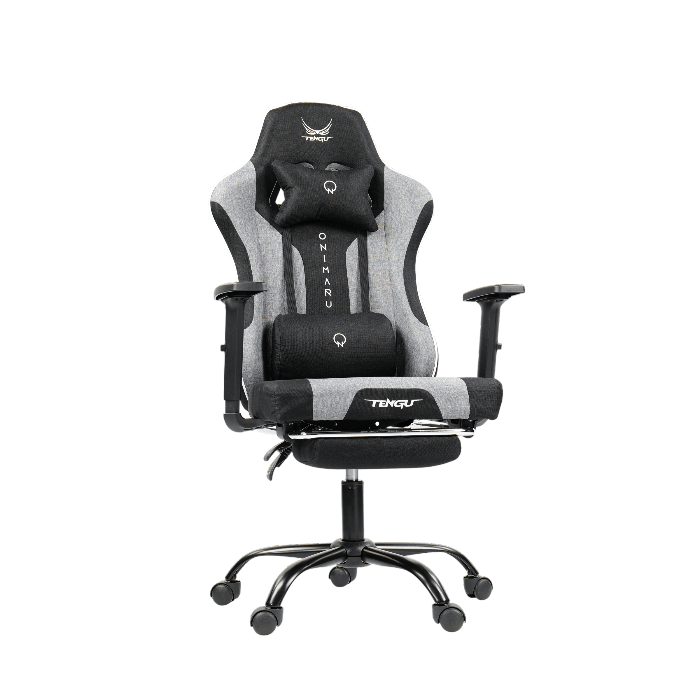 เก้าอี้เกมมิ่ง TENGUGAMINGGEARS รุ่น ONIMARU (CH-ON-PMF) สีดำ/เทา เบาะผ้า มีที่พักเท้า_0
