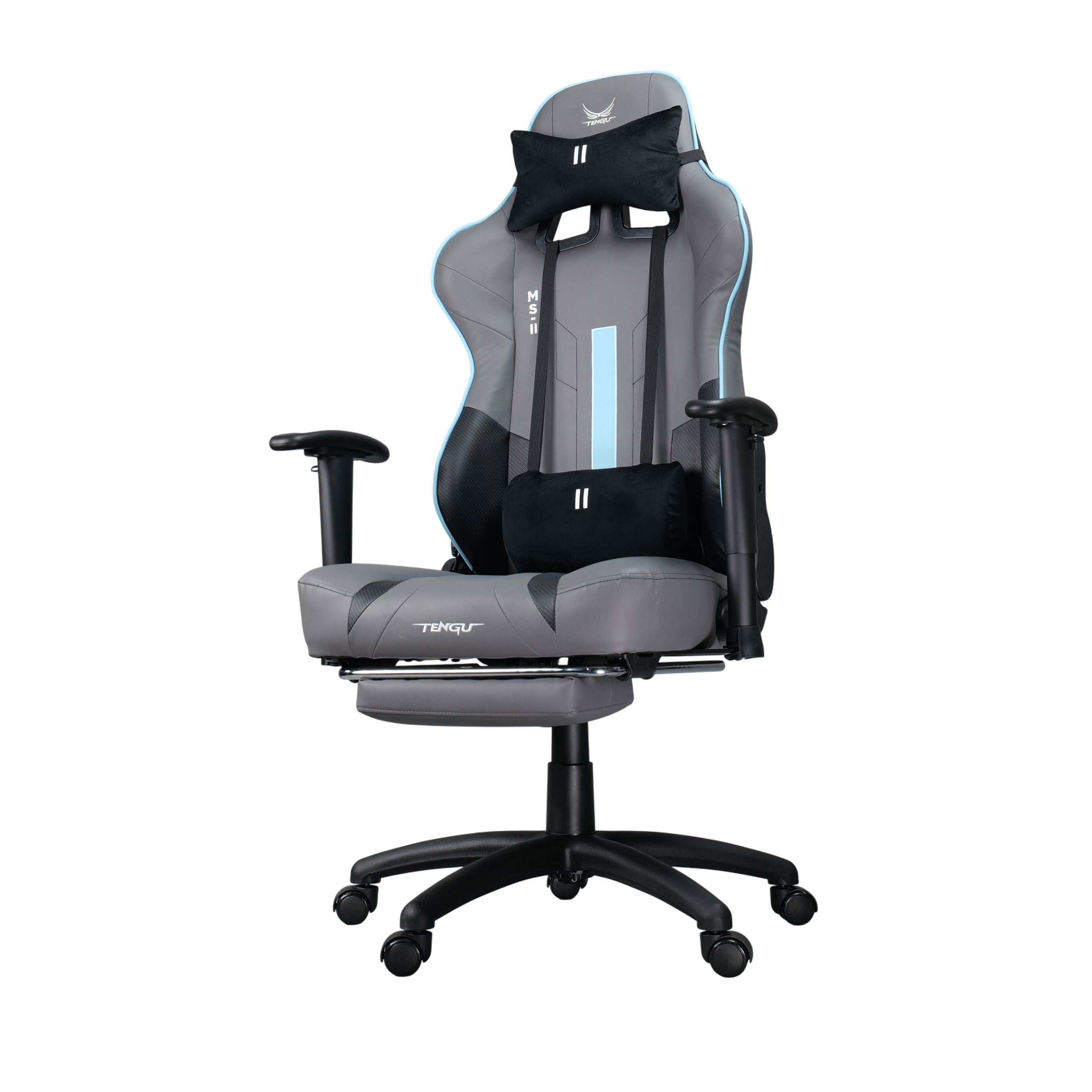 เก้าอี้เกมมิ่ง TENGUGAMINGGEARS รุ่น MASA-LL (CH-MS2-GYL) สีเทา เบาะหนัง มีที่พักเท้า_0