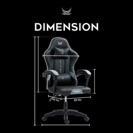 เก้าอี้เกมมิ่ง TENGUGAMINGGEARS รุ่น ONIMARU (CH-ON-PML) สีดำ เบาะหนัง มีที่พักเท้า_9