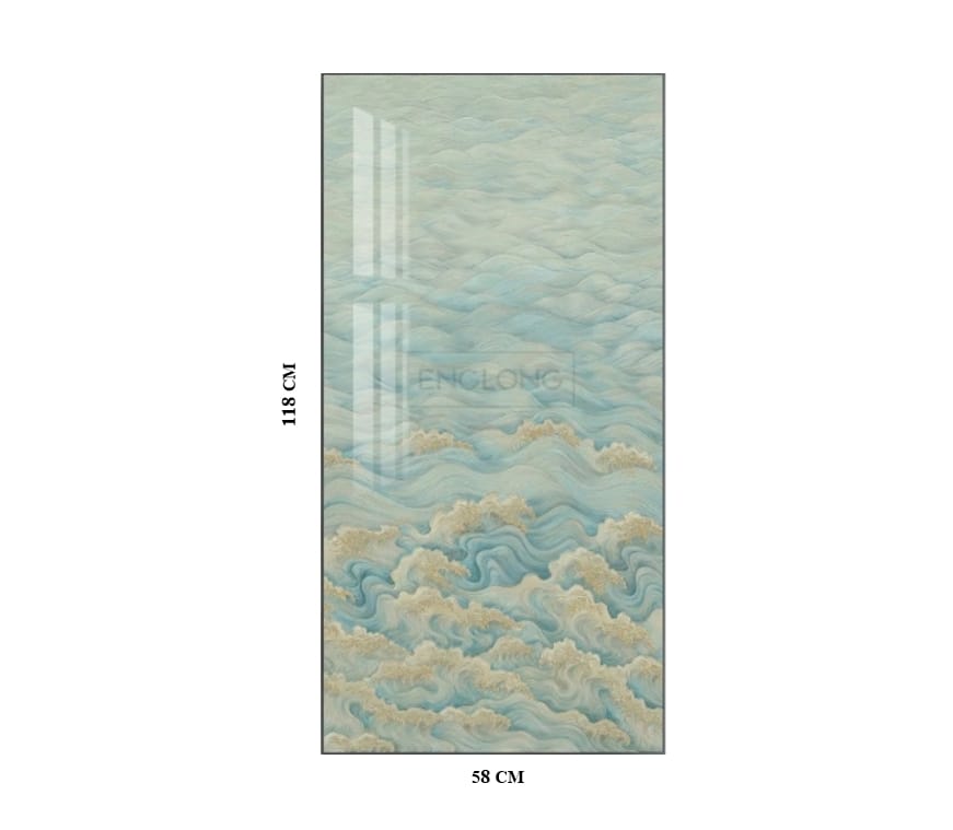 กรอบรูปฮวงจุ้ย OWLS WALLPAPERS FLOWING WATER ขนาด 58X118CM.