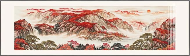 กรอบรูปฮวงจุ้ย OWLS WALLPAPERS THE RED CLIFF MOUNTAIN OF FORTUNE ขนาด 58X198CM.