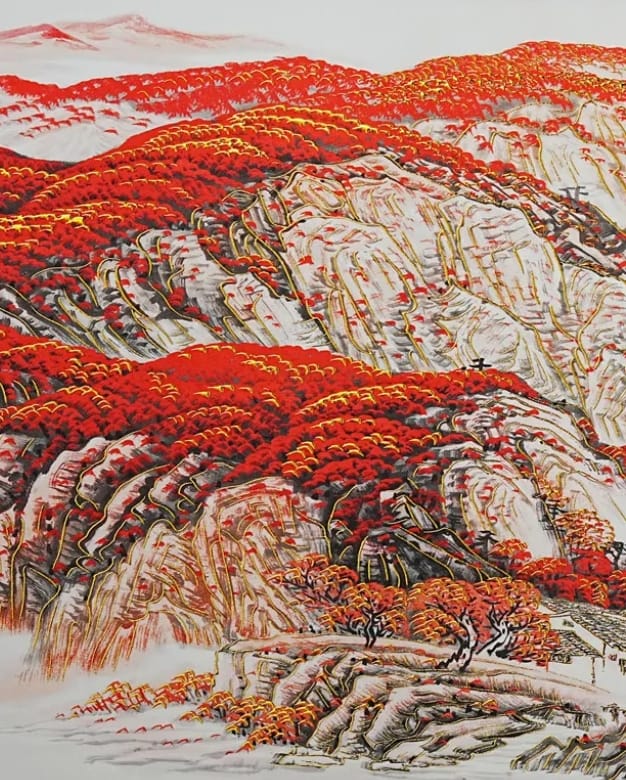 กรอบรูปฮวงจุ้ย OWLS WALLPAPERS THE RED CLIFF MOUNTAIN OF FORTUNE ขนาด 58X198CM.