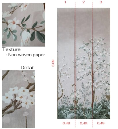 วอลเปเปอร์ OWLS WALLPAPERS ลาย MAGNOLIA GARDEN ขนาด 1.47 X 3.09 เมตร