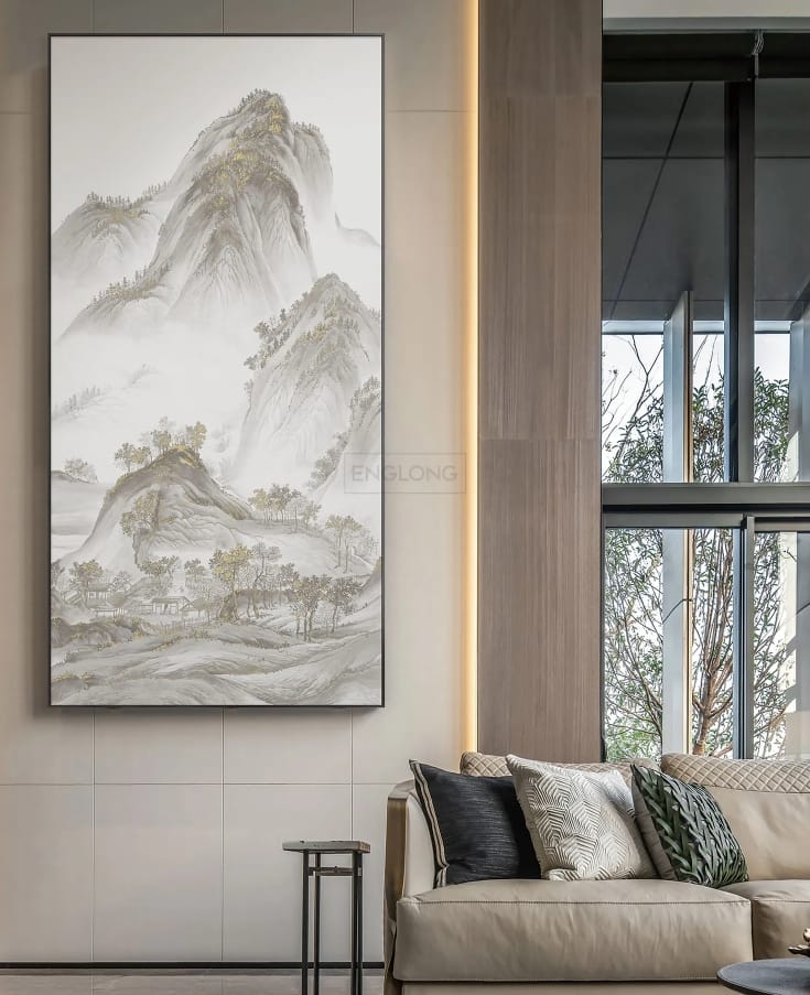 กรอบรูปฮวงจุ้ย OWLS WAALLPAPERS RIVERS AND MOUNTAINS ขนาด 78X158CM.