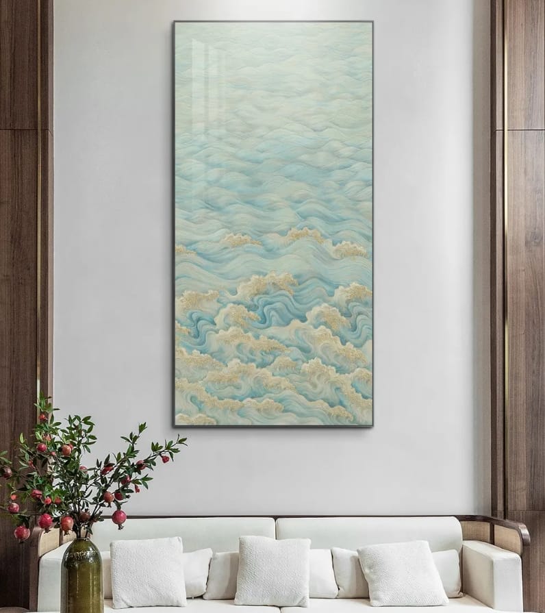 กรอบรูปฮวงจุ้ย OWLS WALLPAPERS FLOWING WATER ขนาด 58X118CM._5