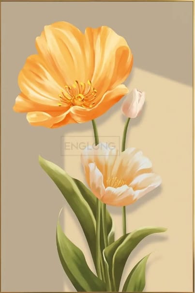 กรอบรูปฮวงจุ้ย OWLS WALLPAPERS GOLDEN TULIPS ขนาด 80X120CM_1
