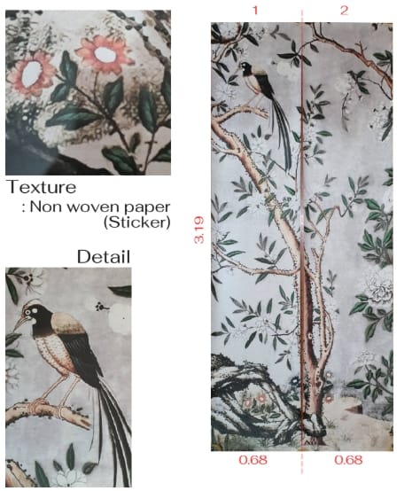 วอลเปเปอร์ OWLS WALLPAPERS THE CHINOISERIES ขนาด : W1.36 X H 3.19 M. SILVER GRAY_1