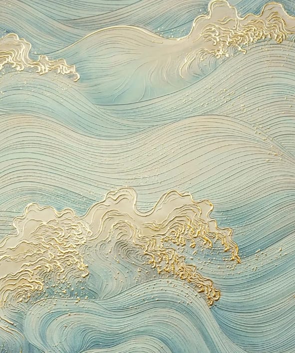กรอบรูปฮวงจุ้ย OWLS WALLPAPERS FLOWING WATER ขนาด 58X118CM._4