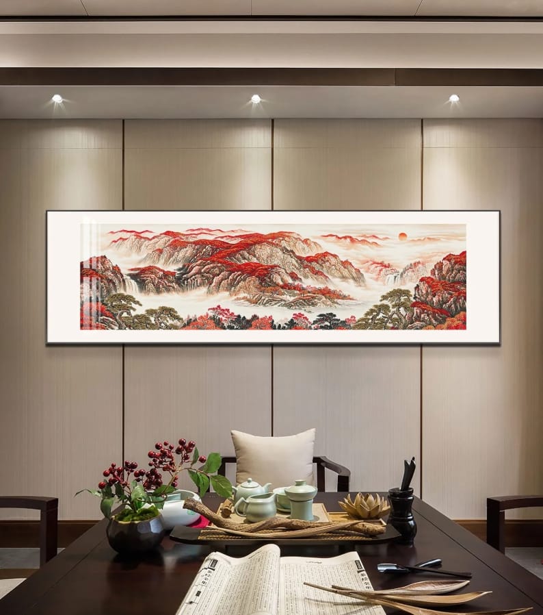 กรอบรูปฮวงจุ้ย OWLS WALLPAPERS THE RED CLIFF MOUNTAIN OF FORTUNE ขนาด 58X198CM._4