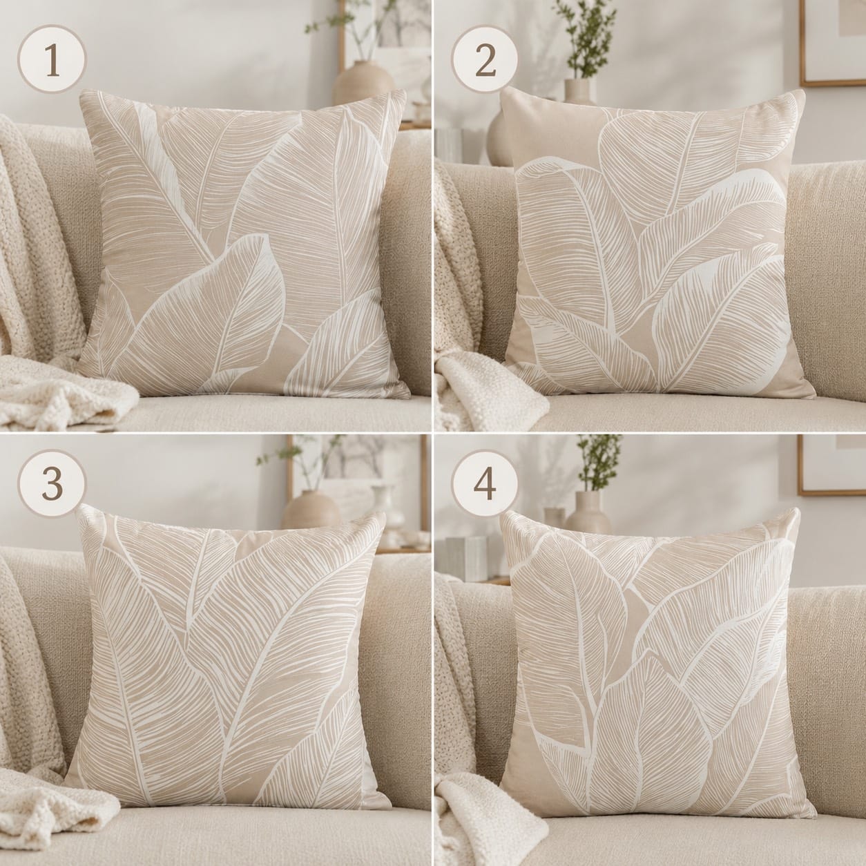 หมอนอิง ผ้าคอตตอน OWLS WALLPAPERS พิมพ์ลายใบไม้ NO.2 ขนาด 45X45 CM._1