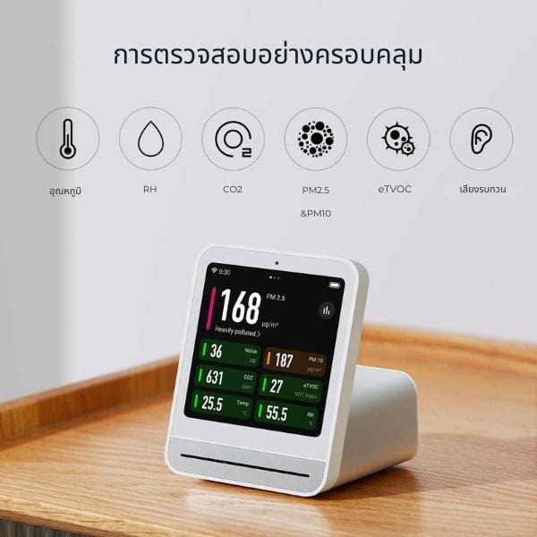 เครื่องวัดคุณภาพอากาศ QINGPING รุ่น QP PRO+ AIR QUALITY MONITOR วัดฝุ่น PM2.5 PM10 CO2 อุณหภูมิ และความชื้น_1