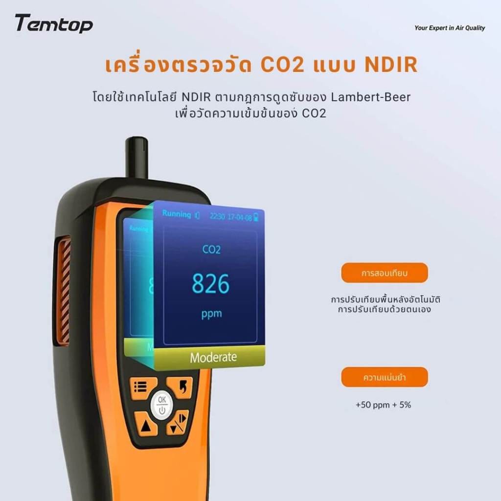 เครื่องวัดคุณภาพอากาศ TEMTOP M2000(2ND) (PM10, PM2.5, AQI, CO2, HCHO, ความชื้น และอุณหภูมิ)_2