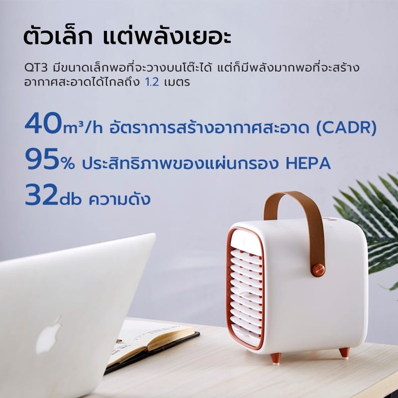 เครื่องฟอกอากาศแบบพกพาและตั้งโต๊ะ SMART AIR รุ่น QT3 สำหรับห้องขนาด 15 ตร.ม. (TRAVEL VERSION)_4