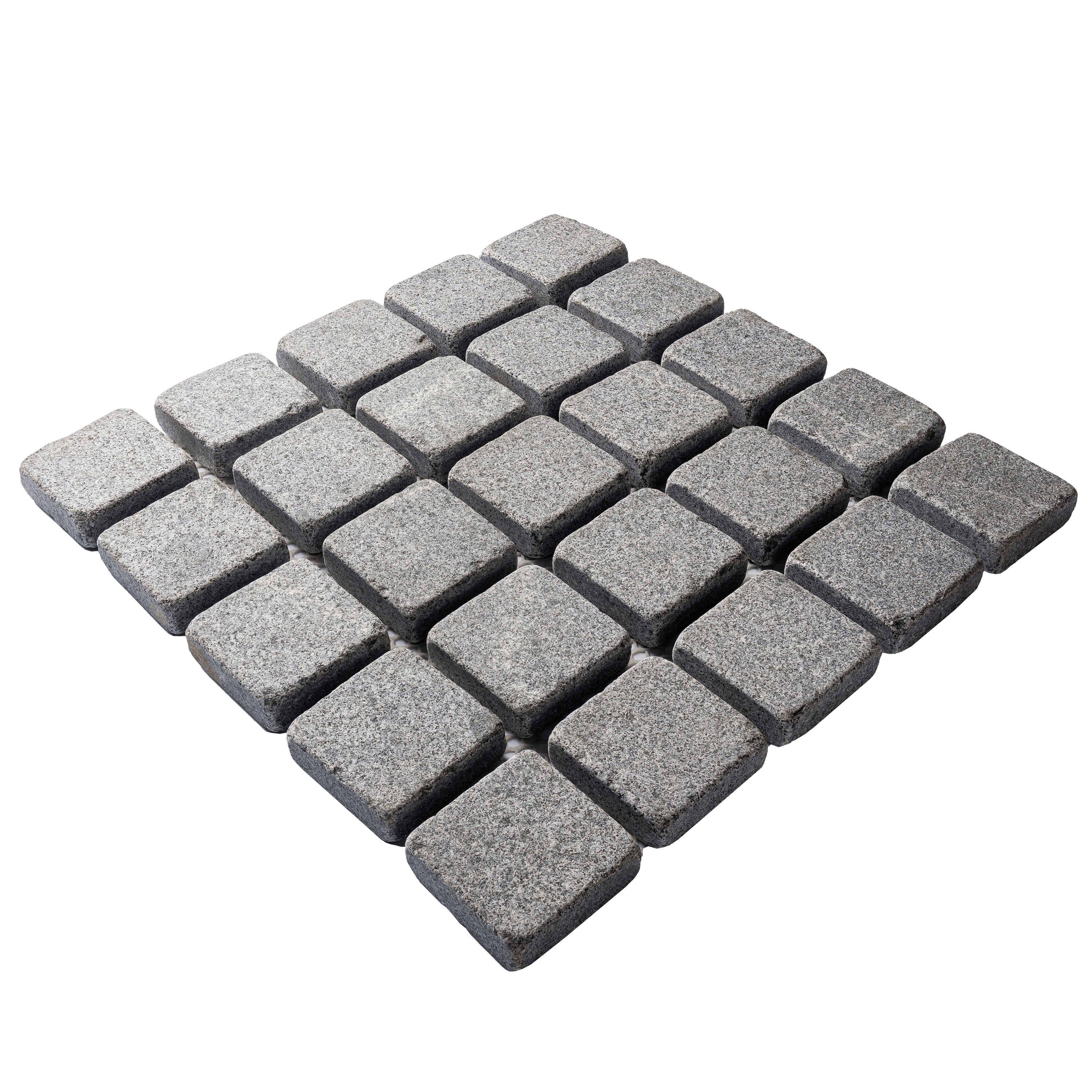 หินลูกเต๋าปูพื้น COBBLESTONE แบบแผ่นสำเร็จ MODERN DECOR รุ่นซิมพลี ผิวพ่นไฟ ข้างตัดเรียบ 50X50X3 ซม. หินธรรมชาติแกรนิตสีเทา ลายเรียงตรง_0