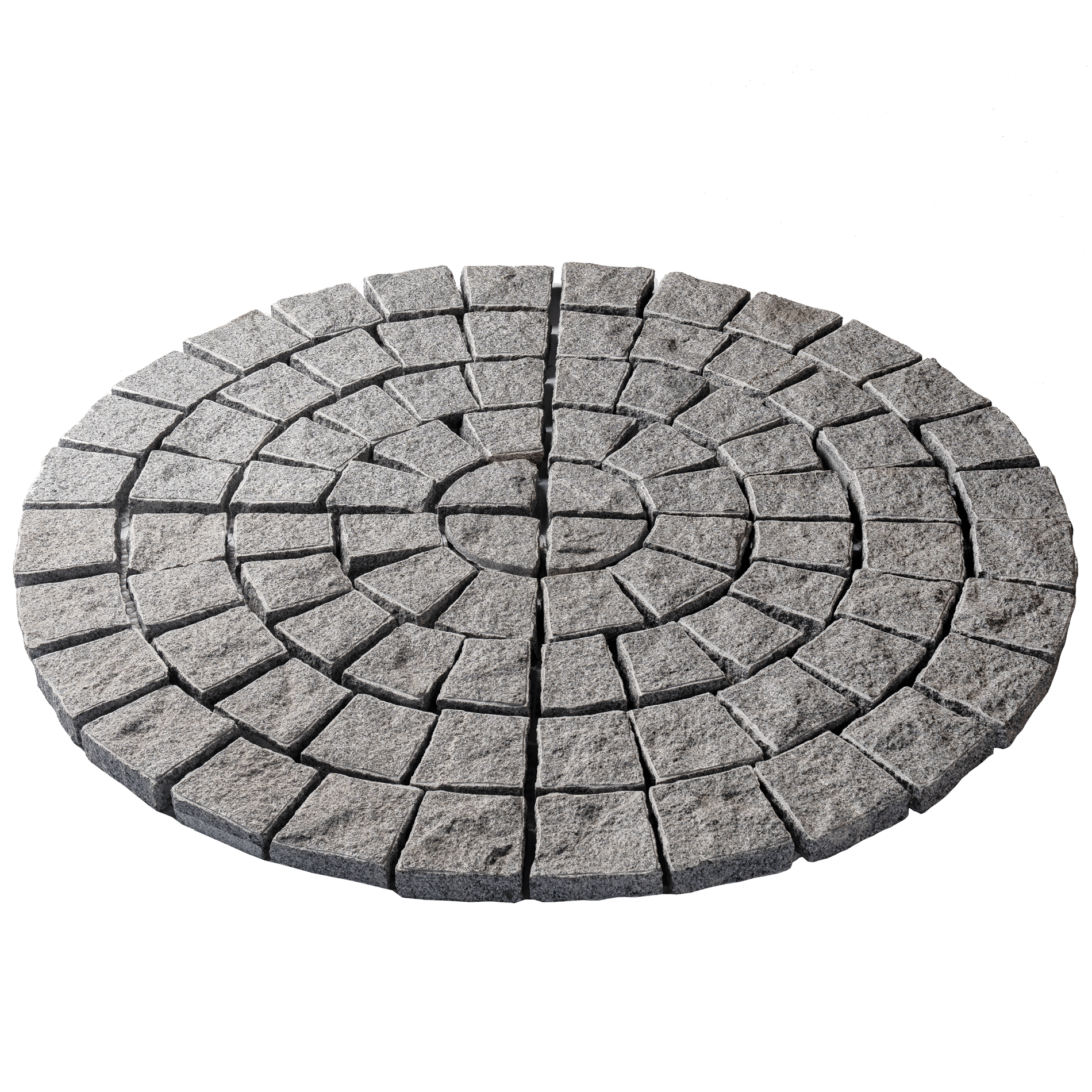 หินลูกเต๋าปูพื้น COBBLESTONE แบบวงกลม MODERN DECOR รุ่นคลาสสิก ผิวธรรมชาติ ข้างตัดธรรมชาติ 50X50X3 ซม. หินธรรมชาติแกรนิตสีเทา_0