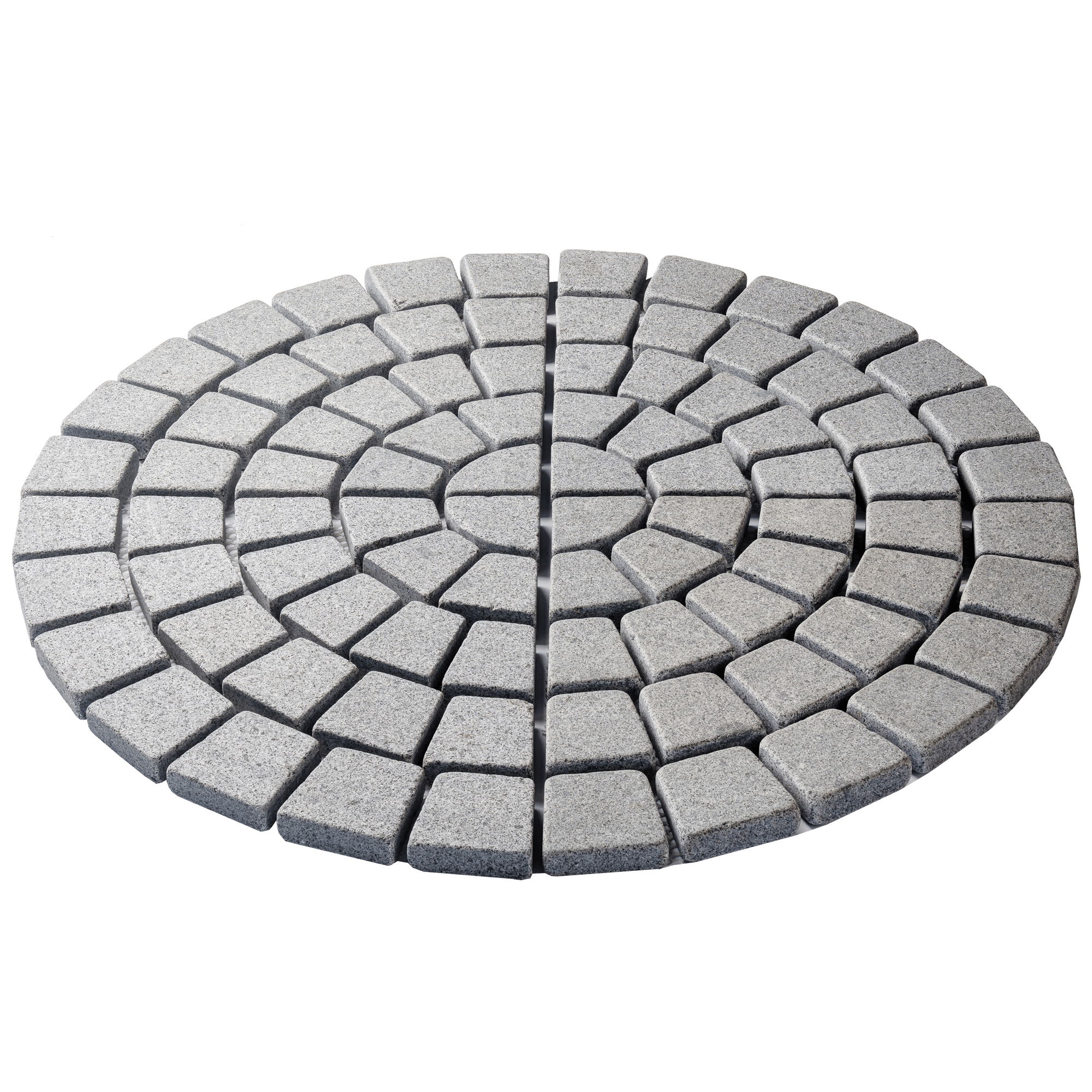 หินลูกเต๋าปูพื้น COBBLESTONE แบบวงกลม MODERN DECOR รุ่นซิมพลี ผิวพ่นไฟ ข้างตัดเรียบ 50X50X3 ซม. หินธรรมชาติแกรนิตสีเทา_0