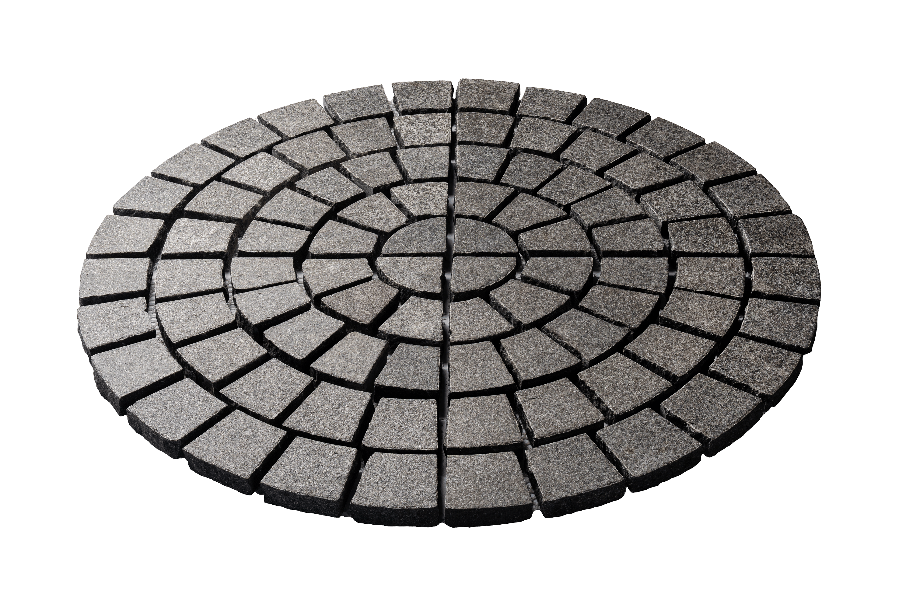 หินลูกเต๋าปูพื้น COBBLESTONE แบบวงกลม MODERN DECOR รุ่นซิมพลี ผิวพ่นไฟ ข้างตัดธรรมชาติ 50X50X3 ซม. หินธรรมชาติแกรนิตสีดำ_0