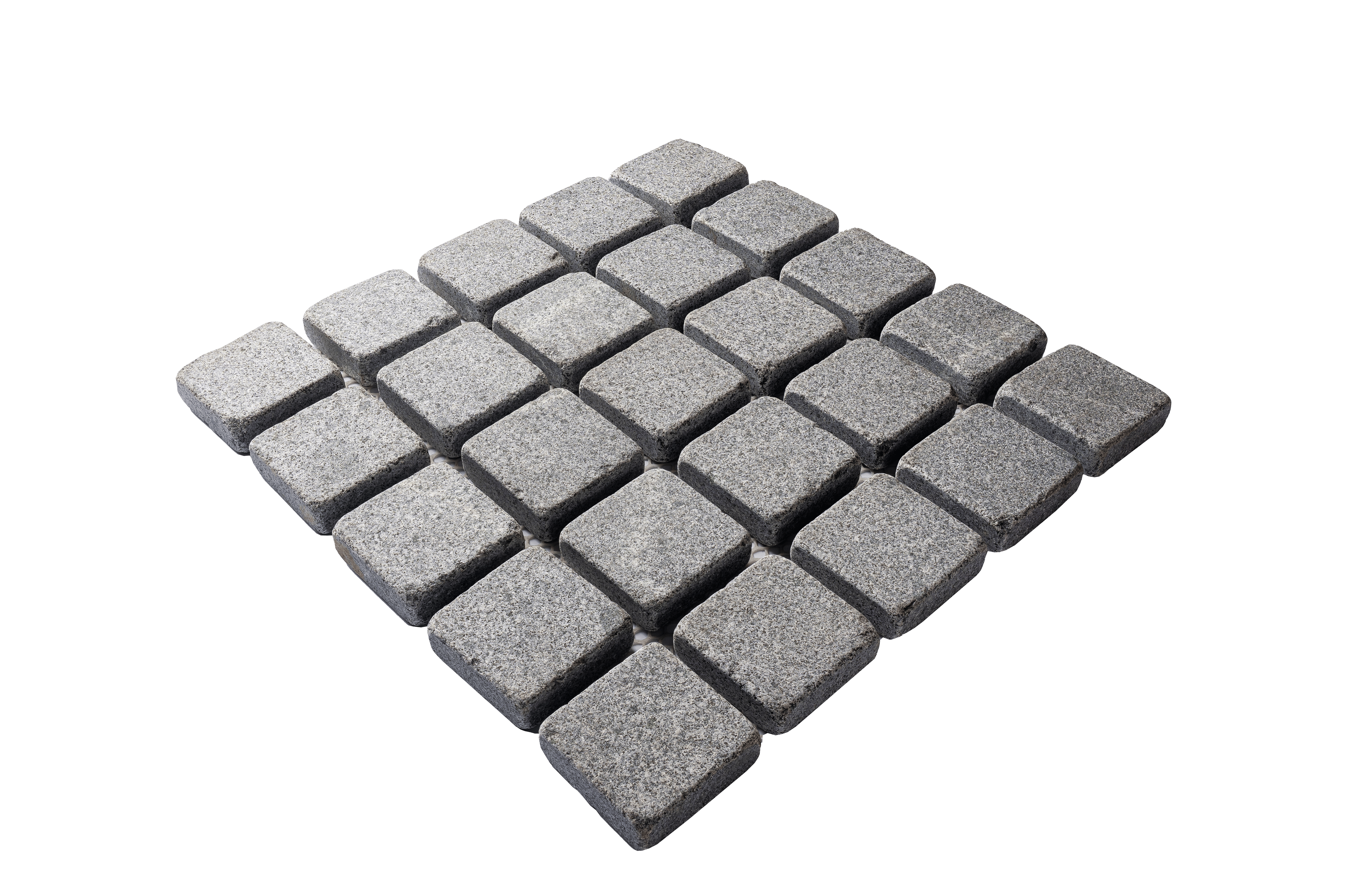 หินลูกเต๋าปูพื้น COBBLESTONE แบบแผ่นสำเร็จ MODERN DECOR รุ่นซิมพลี ผิวพ่นไฟ ข้างตัดเรียบ 50X50X3 ซม. หินธรรมชาติแกรนิตสีเทา ลายเรียงตรง_1
