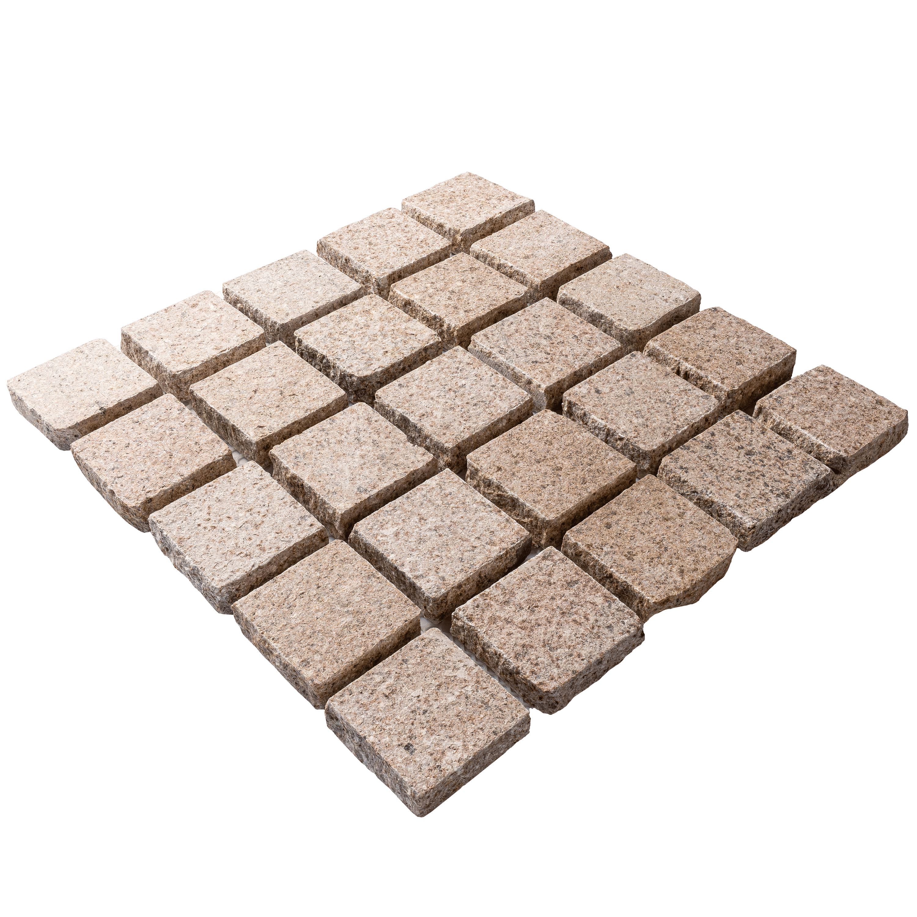 หินลูกเต๋าปูพื้น COBBLESTONE แบบแผ่นสำเร็จ MODERN DECOR รุ่นซิมพลี ผิวพ่นไฟ ข้างตัดธรรมชาติ 50X50X3 ซม. หินธรรมชาติแกรนิตสีเหลือง ลายเรียงตรง_1