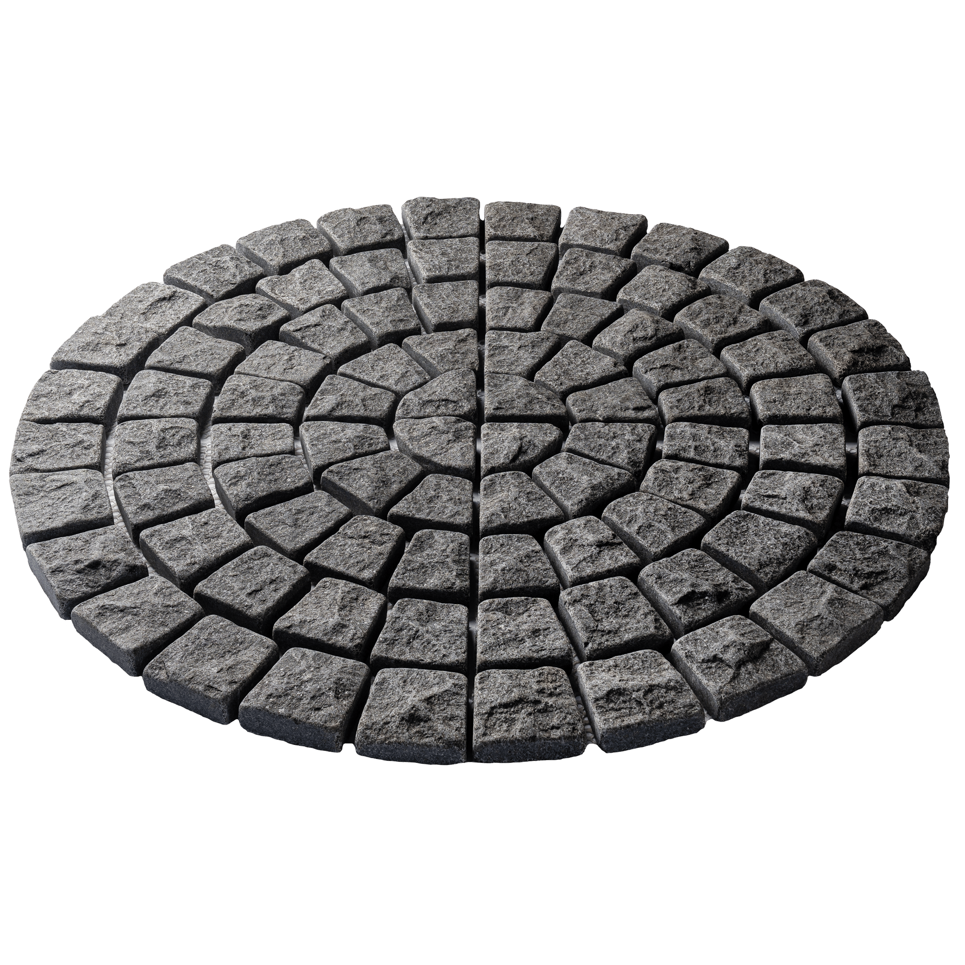 หินลูกเต๋าปูพื้น COBBLESTONE แบบลายพัด MODERN DECOR รุ่นซิมพลี ผิวธรรมชาติ ข้างตัดเรียบ โม่ลบมุม 50X50X3 ซม. หินธรรมชาติแกรนิตสีดำ_1