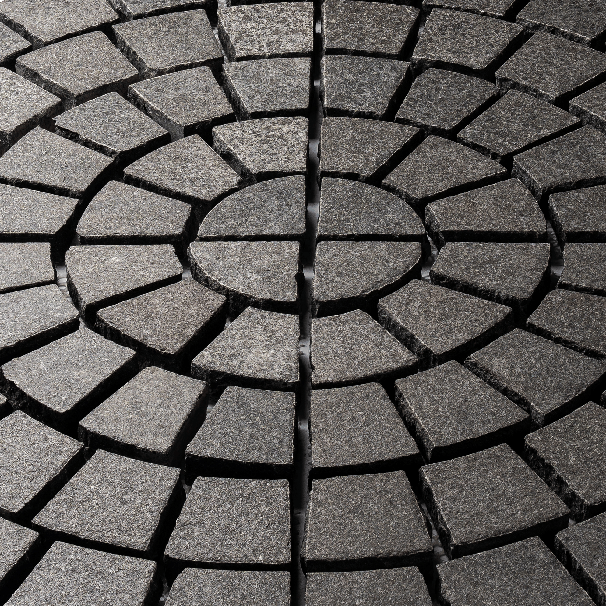 หินลูกเต๋าปูพื้น COBBLESTONE แบบวงกลม MODERN DECOR รุ่นซิมพลี ผิวพ่นไฟ ข้างตัดธรรมชาติ 50X50X3 ซม. หินธรรมชาติแกรนิตสีดำ_9