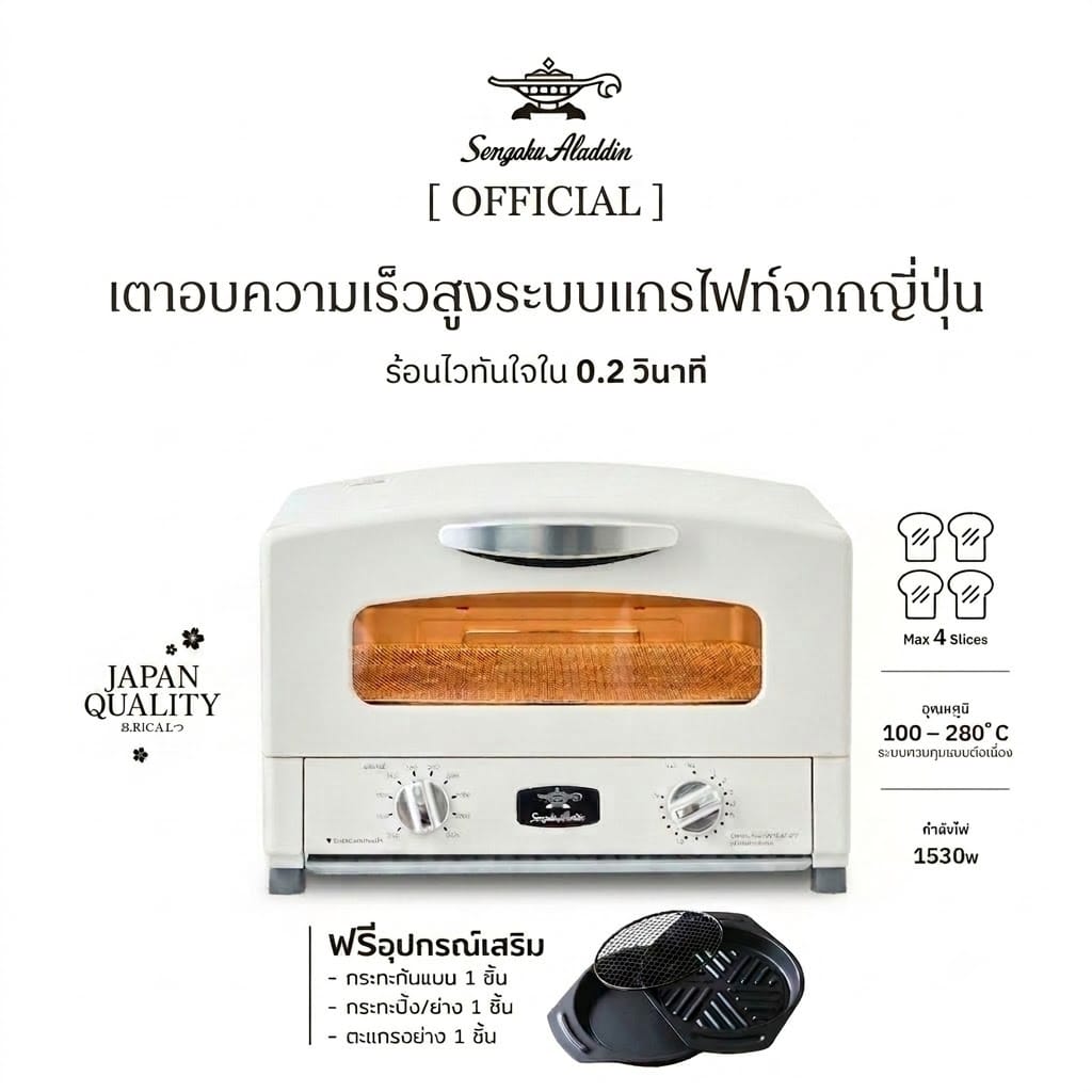 เตาอบอเนกประสงค์SENGOKU ALADDIN AET-G15THW 220V สีขาว_7