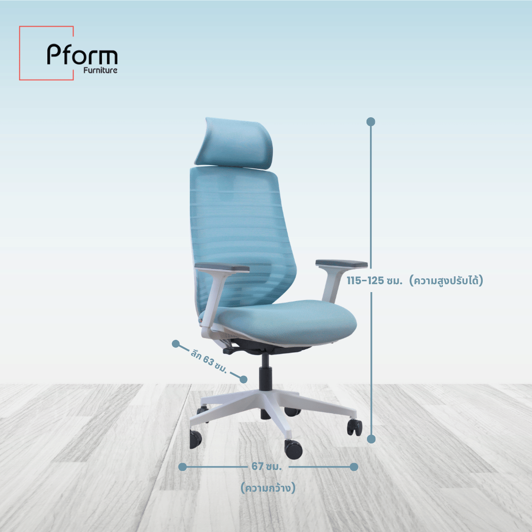 เก้าอี้เพื่อสุขภาพ PFORM FURNITURE รุ่น BLUVA สีฟ้า_8