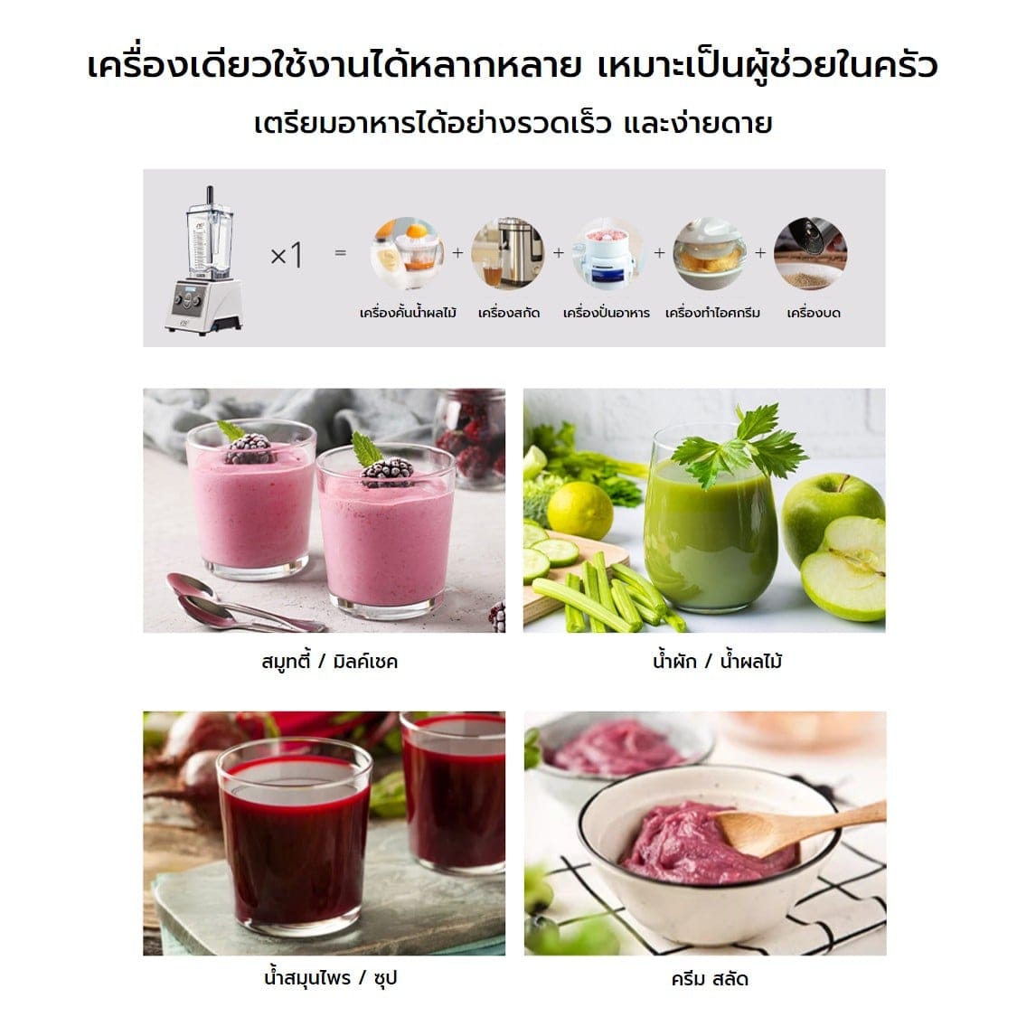 เครื่องปั่นอเนกประสงค์ JTC รุ่น 900Q-D สีดำ (ฝาเก็บเสียง)_2