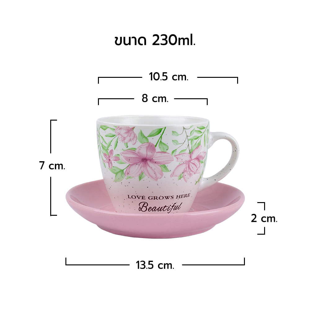 ชุดถ้วยกาแฟ เซรามิก RRS 230 ML. 4 ใบ/ชุด คละสี ฟ้า/ชมพู_3
