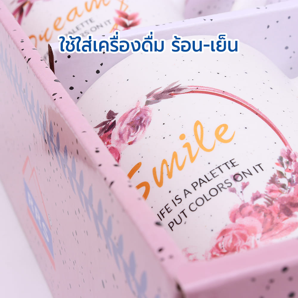ชุดแก้วหู เซรามิก RRS 350 ML 4 ใบ/ชุด สีขาว ลายดอกไม้คละลาย_7