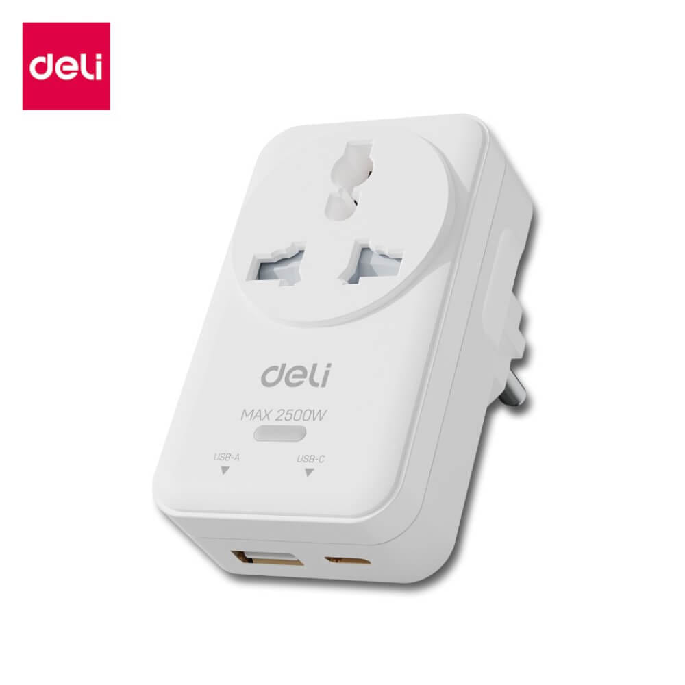 หัวแปลงปลั๊กไฟ DELI ET739-WH2-01 20 วัตต์_0
