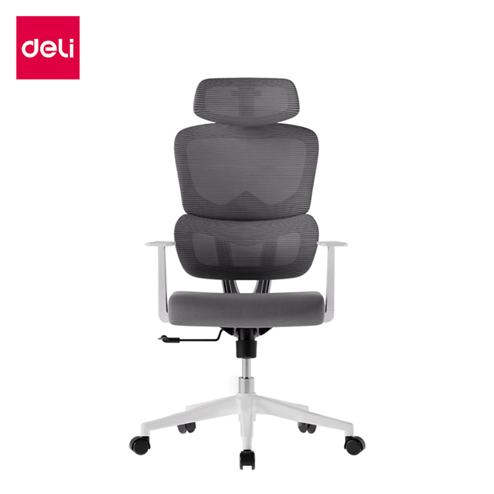 เก้าอี้สำนักงาน DELI E4979-WH-01 ปรับระดับและปรับเอนได้ สีเทา_0