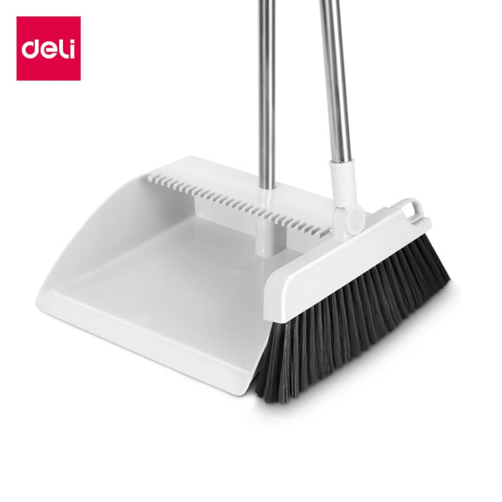 ชุดไม้กวาดพร้อมที่โกยผง DELI LQ160-GR-01 สีขาวเทา_0