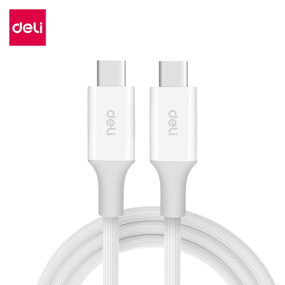 สายชาร์จ DELI ET850(01)-WH-01 C-C 100W 1เมตร สีขาว