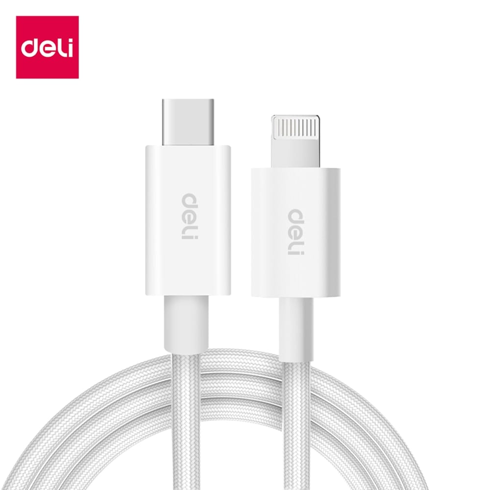 สายชาร์จ DELI ET851(02)-WH-01 C-L 20W 2เมตร สีขาว